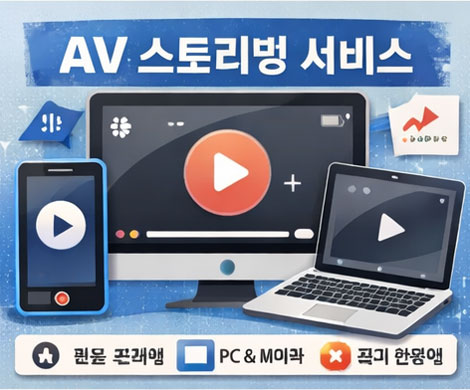 AV 스트리밍 방식으로 한국 AV를 이용하는 흐름을 설명하는 이미지